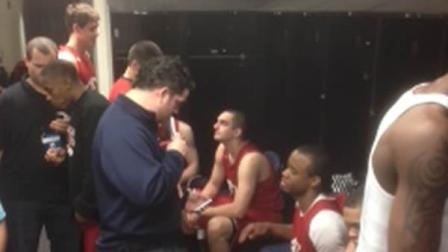 NC State players make themselves at home in their new locker room.