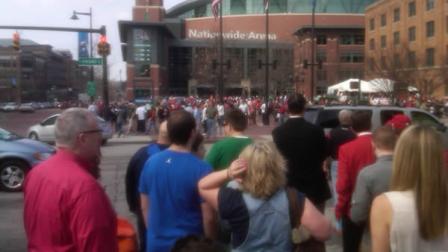 Lots of red milling about outside of Nationwide Arena before the games begin