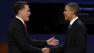 Republican presidential nominee Mitt Romney and President Barack Obama shake hands before the first presidential debate at the University of Denver, Wednesday, Oct. 3, 2012, in Denver.