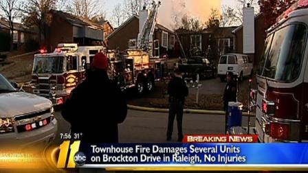 Fire damaged a townhome community in the 4600 block of Brockton Drive.