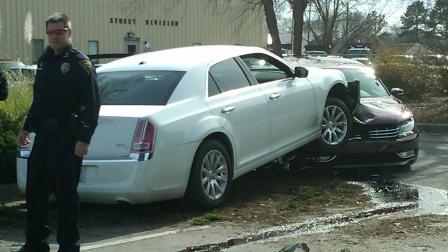 A crash in the parking lot of the City of Fayetteville Engineering and Infrastructure department.
