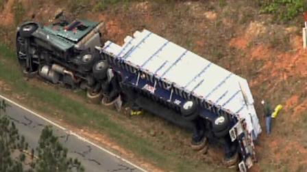 Big rig tipped over in a ditch on US 501 near Woodsdale Road in Person County