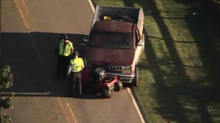 A man riding a lawnmower was hit by a truck on Plank Road near Sanford.