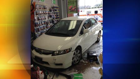 A car crashed into an Apex battery store.