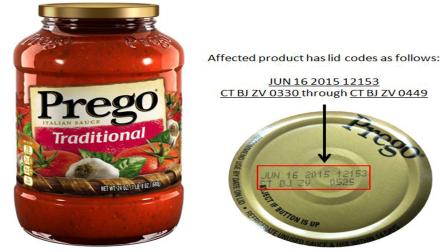 Prego Traditional Italian Sauce recall