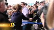 Palin greeting visitors to her book signing at Fort Bragg