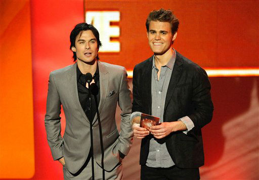 Ian Somerhalder, left, and Paul Wesley on stage...