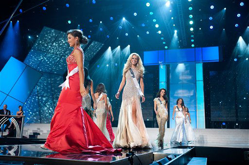 Miss Wyoming poses in a bikini during the Miss...