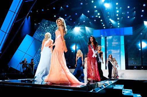 Miss Wyoming poses in a bikini during the Miss...