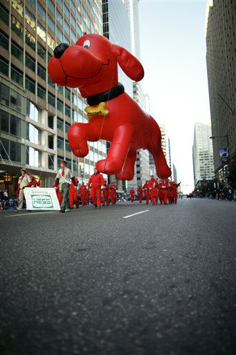 The Clifford The Big Red Dog balloon makes it's...