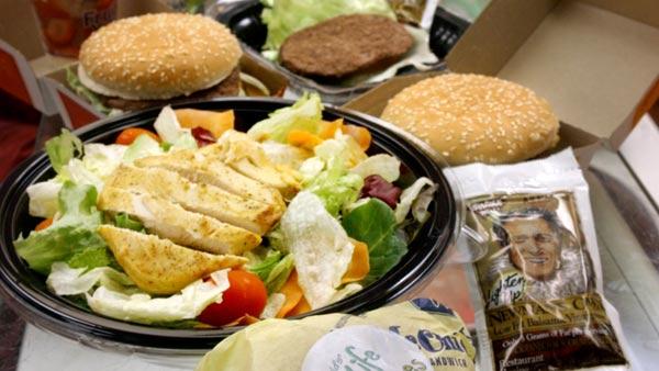 Salad, burger