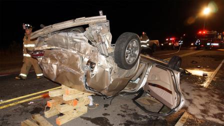 A man was luckily not seriously injured Thursday after his car slammed into some trees and overturned in Moore County.