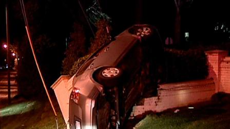 Two people were taken to the hospital early Friday morning after their car crashed into the entrance of Carolina Country Club in Raleigh.