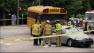 Wake County school bus and car crashed on Atlantic Avenue and Forest Oaks Drive in Raleigh Wednesday morning