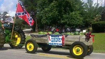 This float rode in the Town of Hope Mills Fourth of July parade