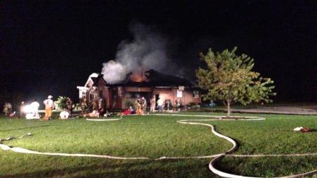 A brick home off Highway 56 just east of Louisburg in Franklin County is being called a total loss after catching fire late Thursday night.