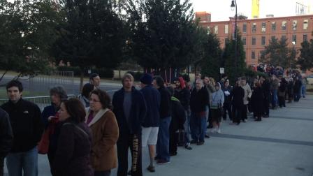 This was the line at the DPAC just before Book of Mormon tickets went on sale.