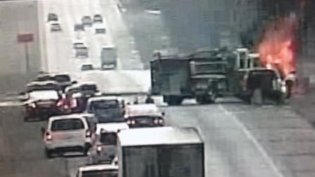 Car catches fire along I-40
