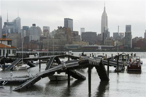 The twisted remains of a Hudson River marina are...