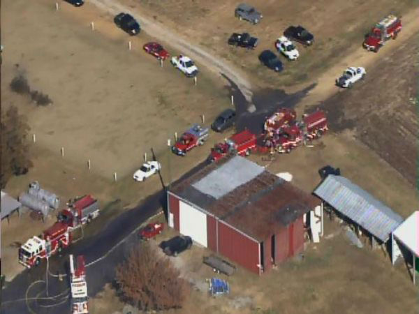 Pictures from Chopper 11 showed a farm building...