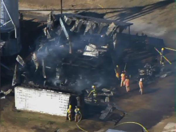 Pictures from Chopper 11 showed a farm building...