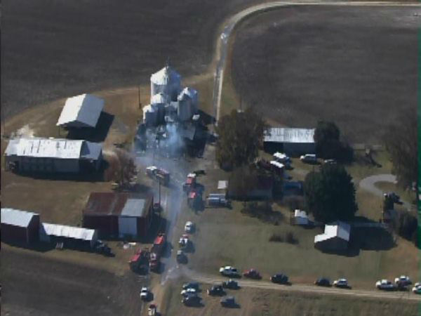 Pictures from Chopper 11 showed a farm building...