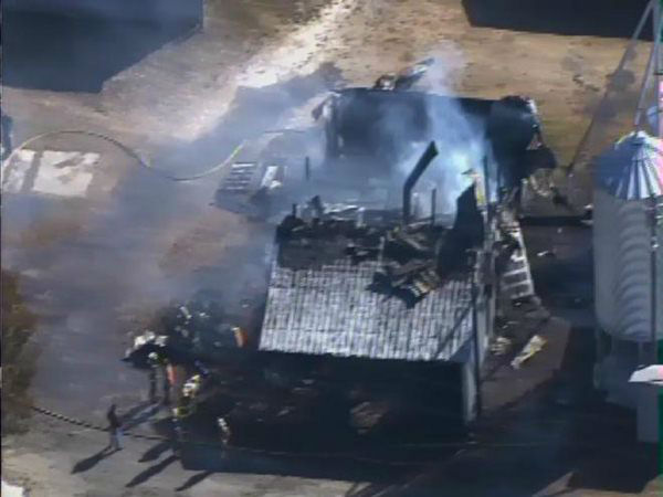 Pictures from Chopper 11 showed a farm building...