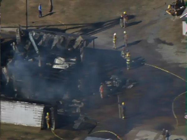 Pictures from Chopper 11 showed a farm building with its roof missing after report of explosion and fire in Edgecombe County.