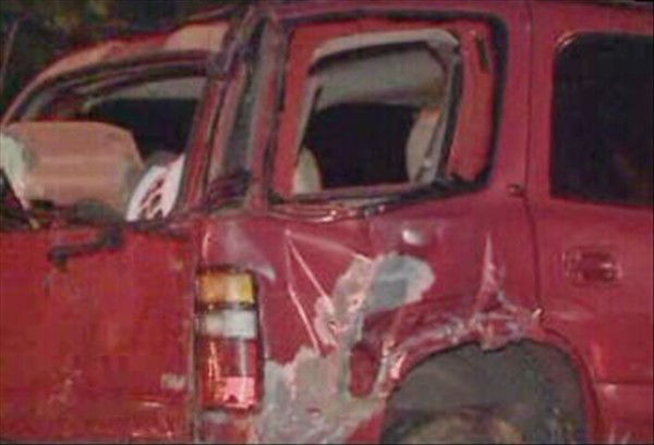Police said a vehicle veered into eight parked...