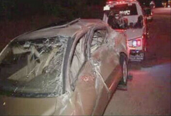 Police said a vehicle veered into eight parked...