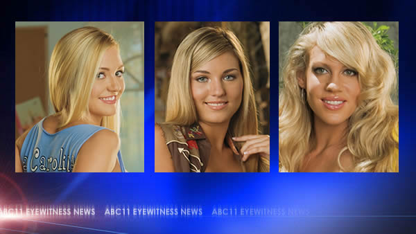 From left to right: Stephanie Christine (UNC), Ashley Nicole (NC State), Candice Maria (Duke) - (Photos courtesy Playboy Magazine)
