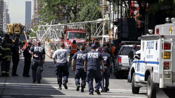 Collapsed crane
