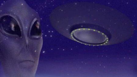 Night sky with alien and UFO