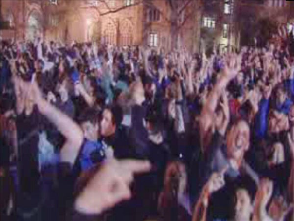 Students celebrate after Duke wins Battle of Tobacco Road