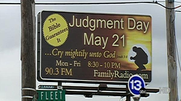 may 21 judgement day billboard. Billboards proclaim May 21