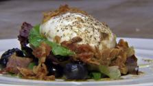 Fall Salad with Poached Egg and Warm Bacon Vinaigrette
