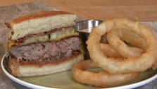Richard Blais Burger with Candied Onions, Braised Bacon and Cheddar