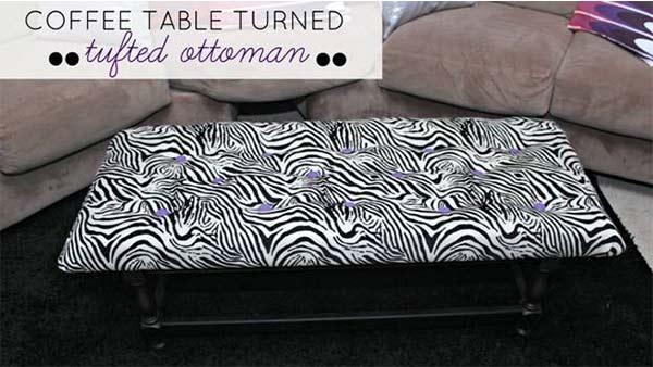 DIY Ottoman From Coffee Table