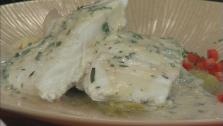 Herb Poached Halibut with Braised Leeks