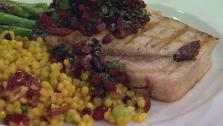 Grilled Swordfish Steaks with Black Olive Relish