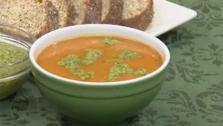 Chipotle Sweet Potato Soup with Sesame Cilantro Salsa Chipotle Sweet Potato Soup with Sesame Cilantro Salsa