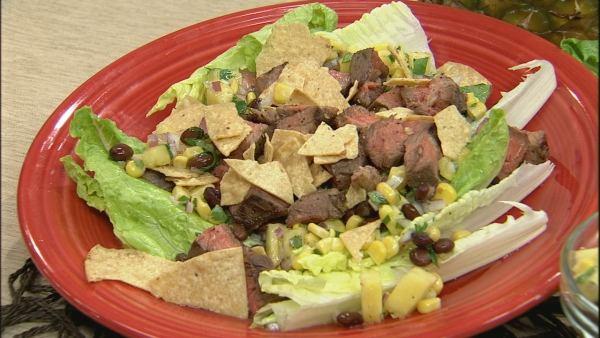 Steak, Black Bean, Corn and Pineapple Salad