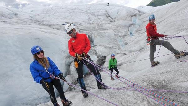 Climbing into a Glacier