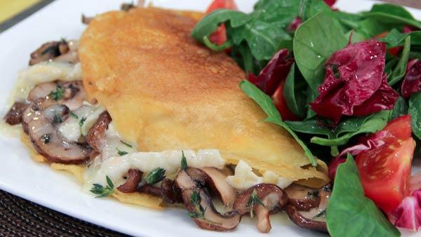 Farinata Crepe with Mushrooms and Cheese