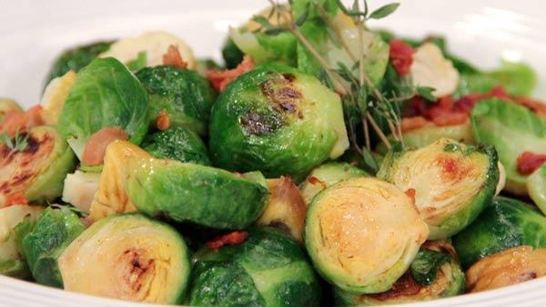 Brussels Sprouts with Chestnuts and Bacon