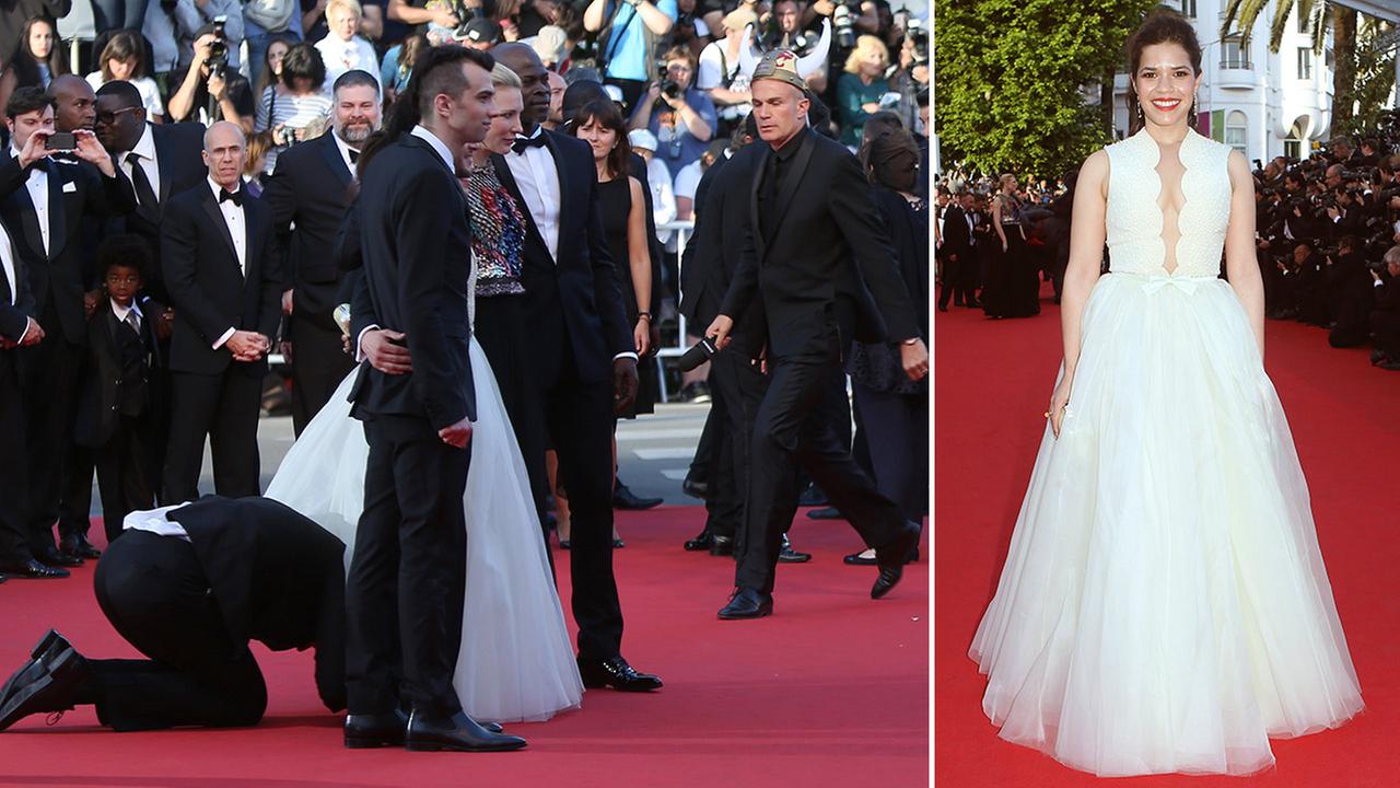 America Ferrera ambushed at Cannes: Prankster Vitalii Sediuk crawls ...