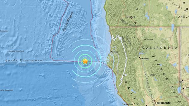 This image shows an earthquake that hit off the coast near Ferndale, Calif. on Sept. 2, 2016. 