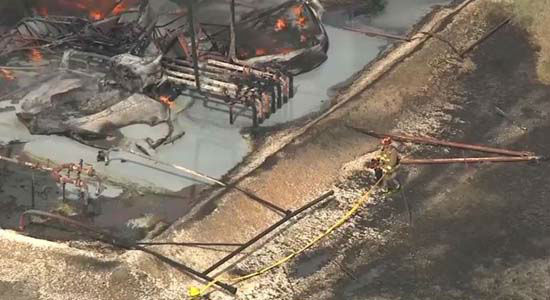 Oil tank explodes, catches fire in Wharton County | abc13.com