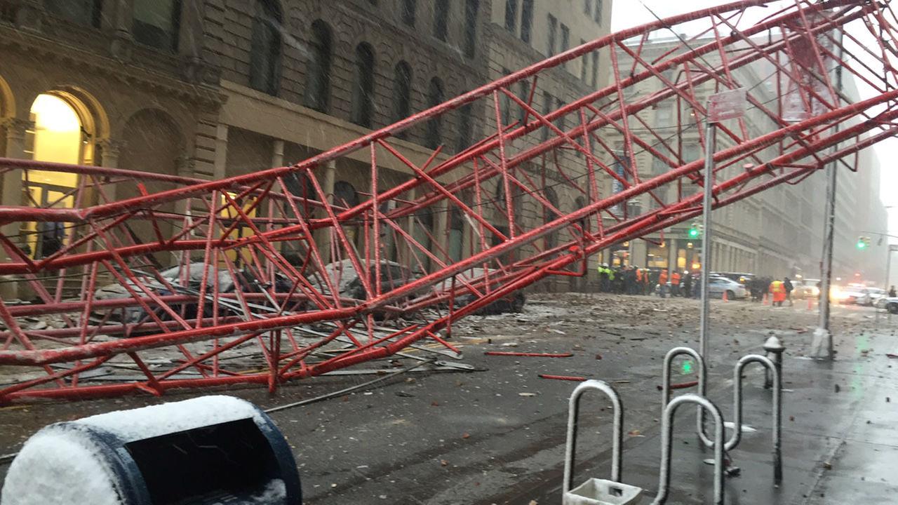 PHOTOS: Crane falls in New York's Tribeca neighborhood | KABC7 Photos ...