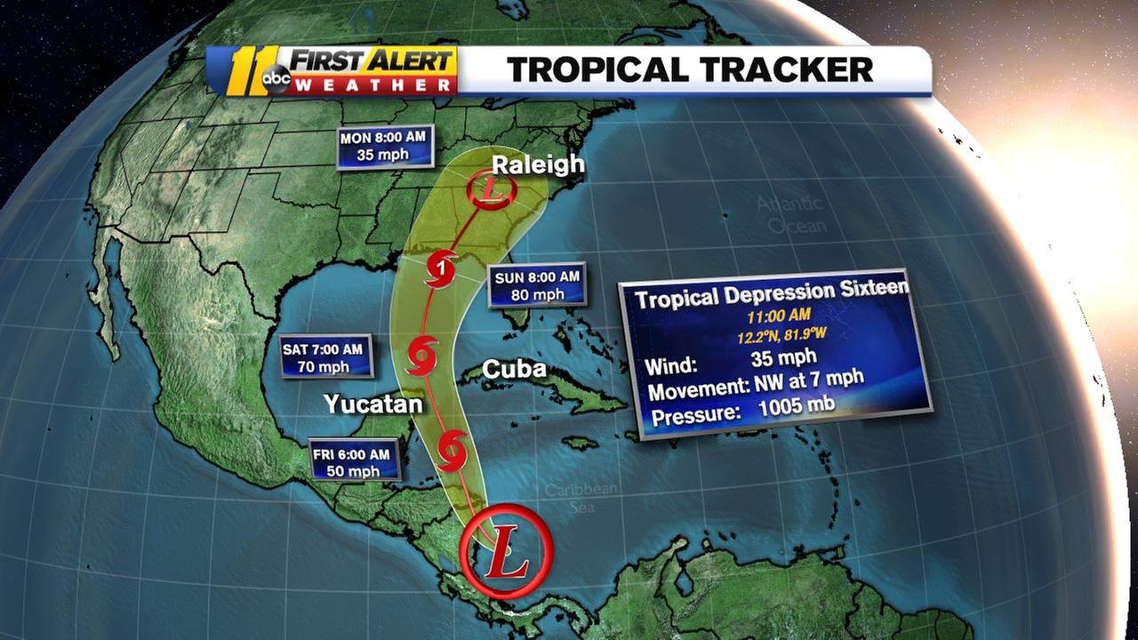 Tropical Depression 16 forms in the Caribbean, North Carolina in its ...